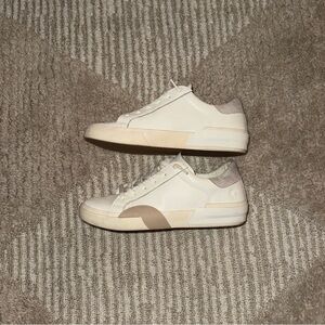 Dolce Vita Women's Zina Low Top Leather Sneakers White Gray Size 7